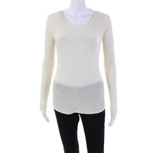 Fulton Womens Wool Round Neck Long Sleeve Knitted Basic Top Cream Size S